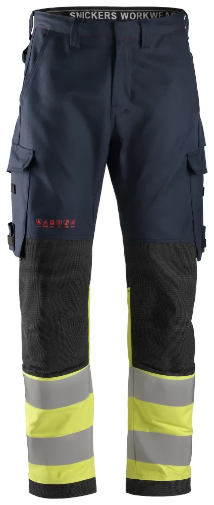 Snickers Workwear 6363 ProtecWork Arbetsbyxa varsel, gul/marinblå 50