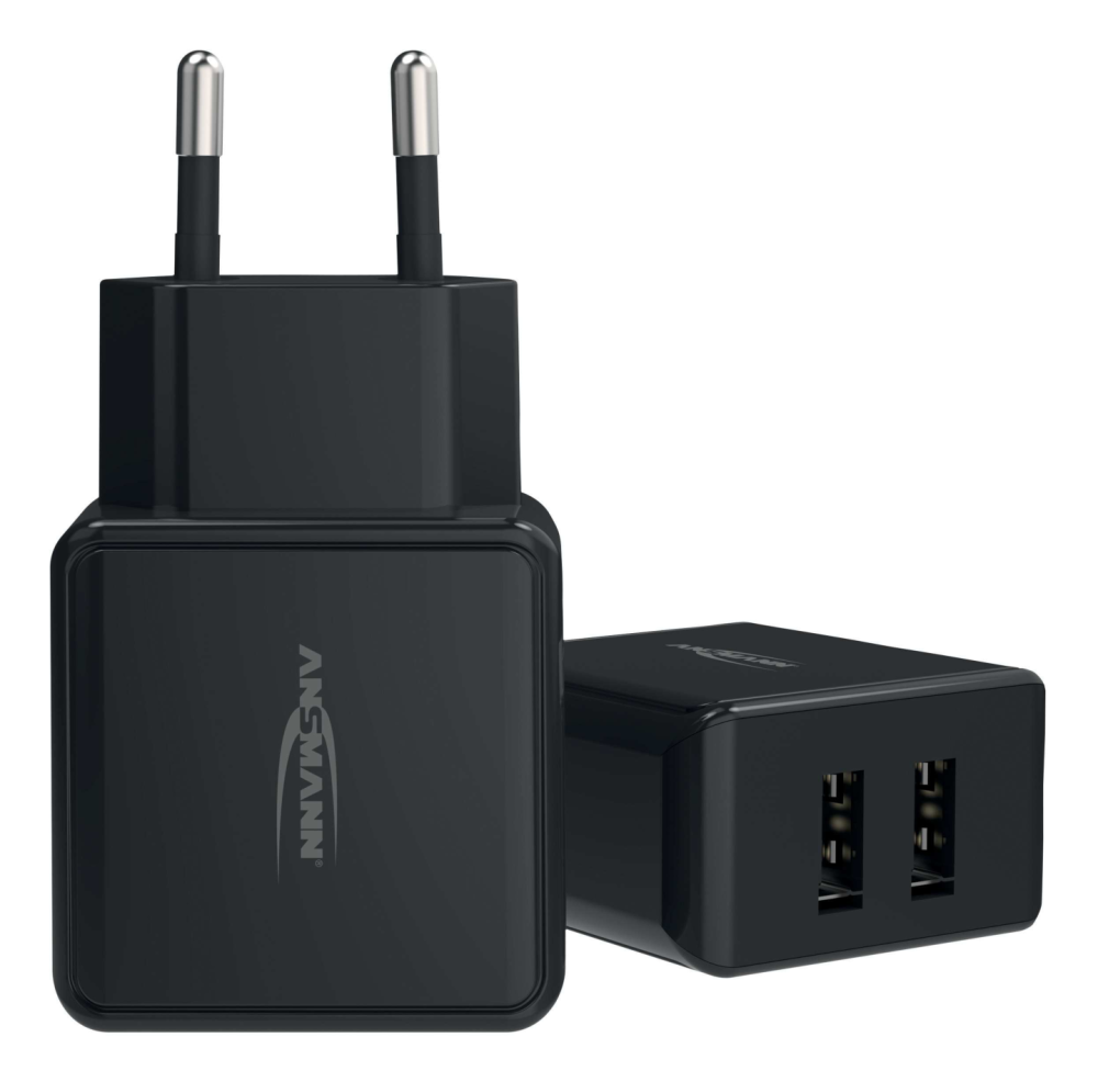 VÄGGLADDARE ANSMANN 2XUSB A SVART 12W