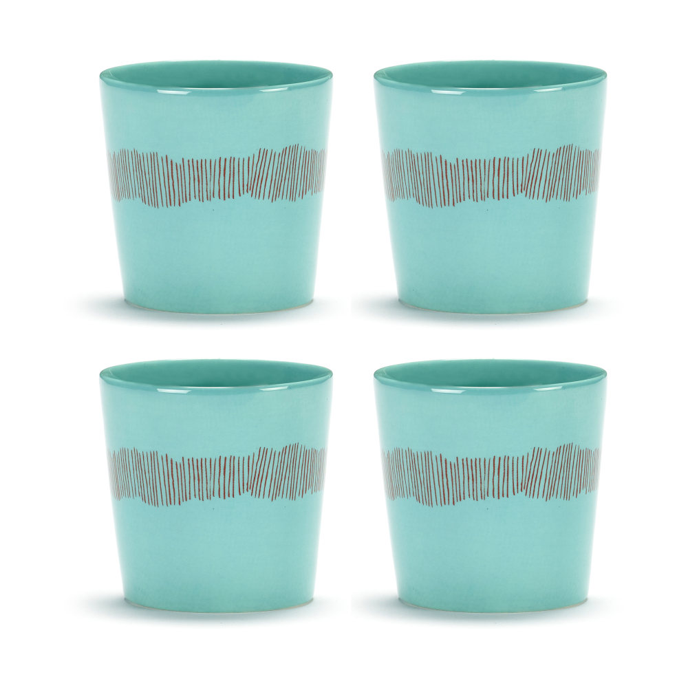 Ottolenghi Feast kaffekopp 25 cl 4-pack, Azure stripes-red