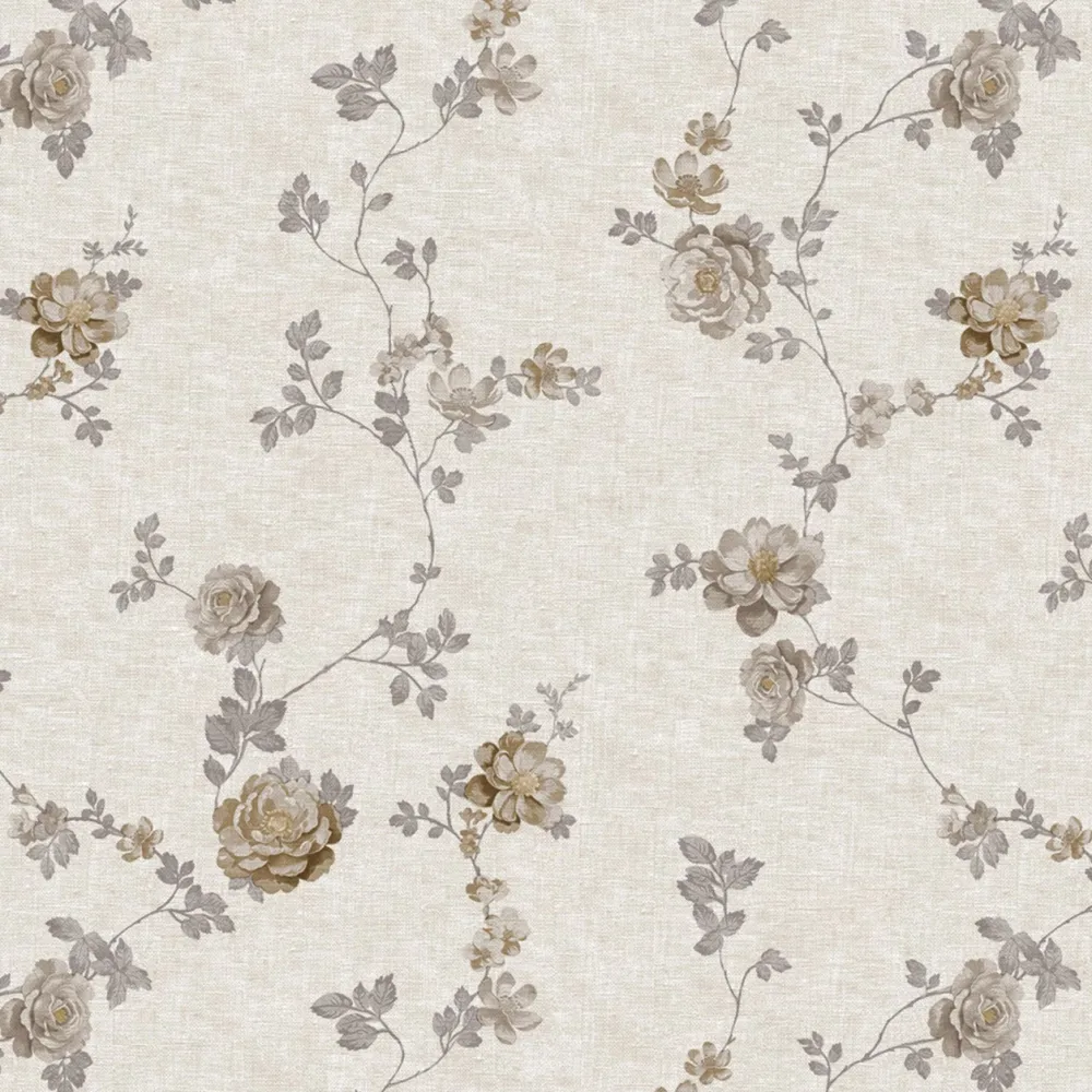 Vaxduk Rosranka Blommig, Beige, 140cm | Stuvbutiken