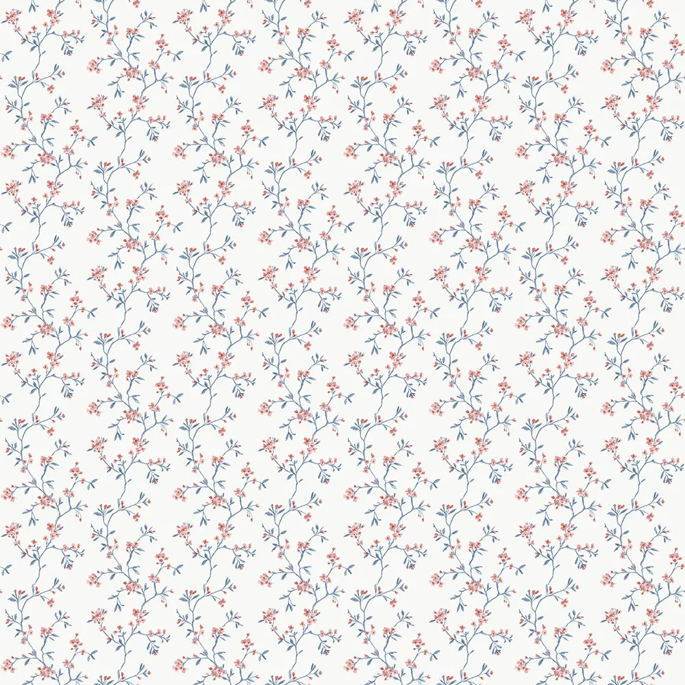 Galerie Wallcoverings Miniatyrer II G68701 Tapet Blossom Branch Blå/rosa/vit