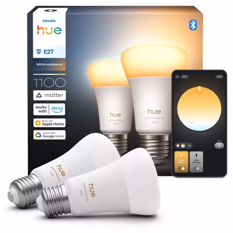 Kjøp Philips Hue LED-lampe A60 HUE, WA, E27, 8,1W, 2-pakning