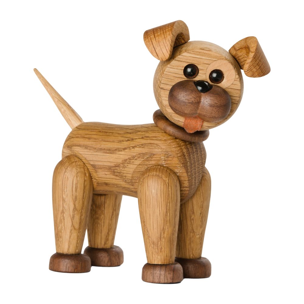 Happy hund dekoration 13,5 cm, Ek