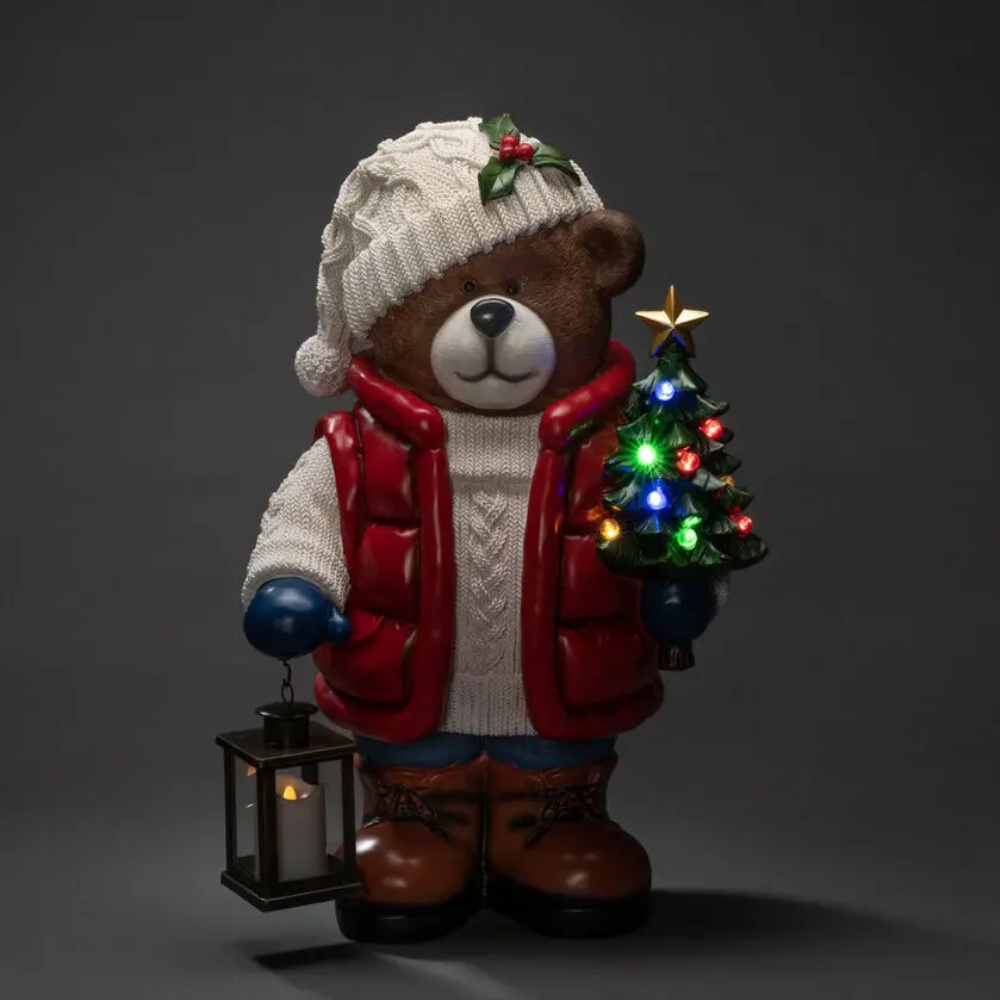 Stor Teddybjörn B/O 65,5cm 10 LED 5xAA IP44 Flerfärgad Konstsmide
