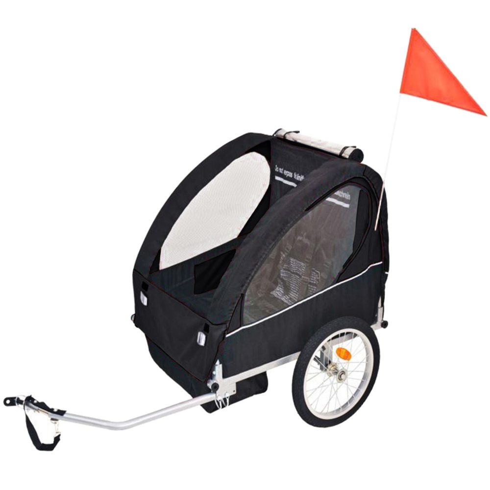 Cykelvagn med 2 säten | Lastkapacitet 40kg | Hopfällbar