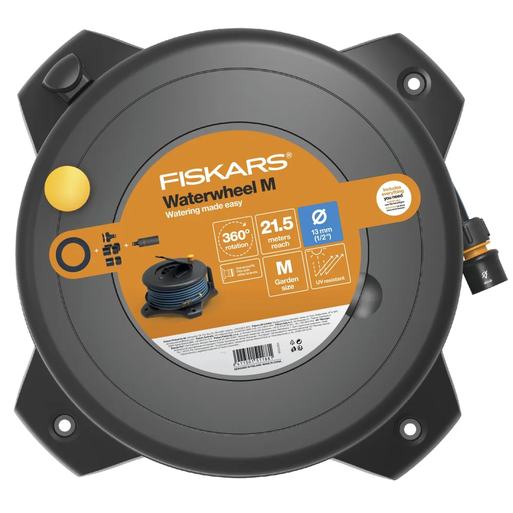 Fiskars Solid Waterwheel Slangvinda M, 13 mm, med 20 m slang - Bild 2