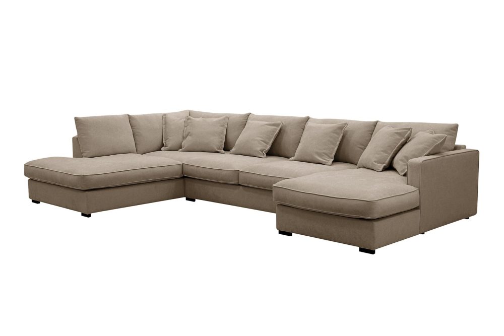 Rossita Lyx 5-sits Vänstervänd U-formad Extra djup Soffa med Divan och Schäslong i Tyg
