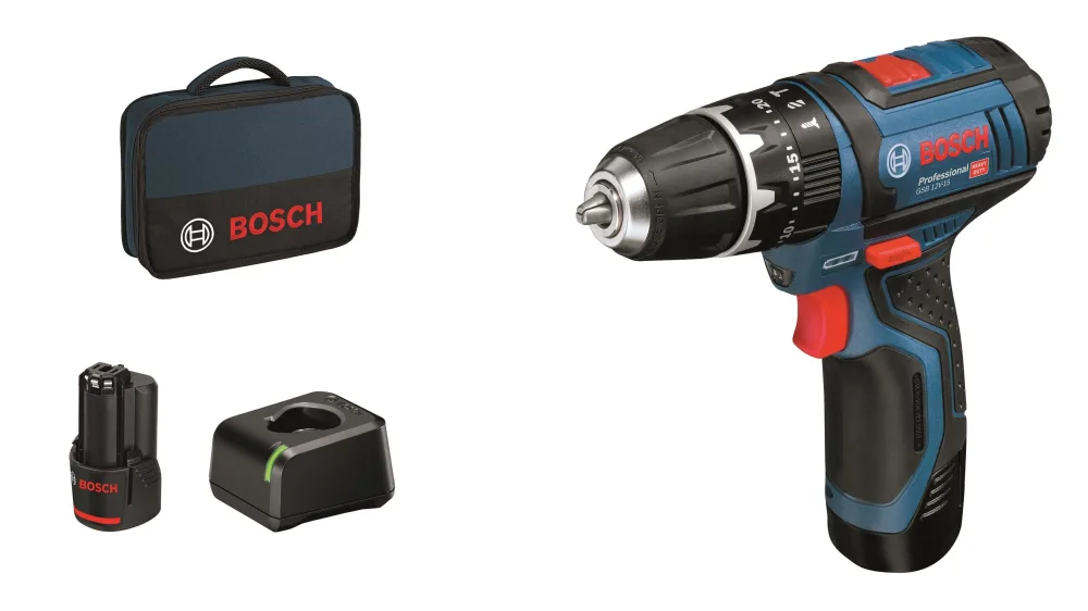 Bosch GSB 12V-15 Slagborrmaskin med batteri och laddare