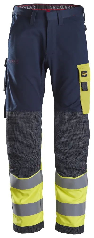 Snickers Workwear 6376 ProtecWork Arbetsbyxa marinblå/varsel, gul D96