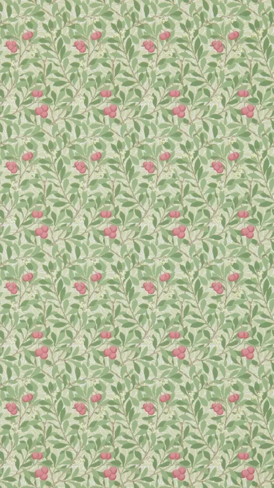 Morris & Co - Arbutus Olive/Pink Morris and Friends Wallpa