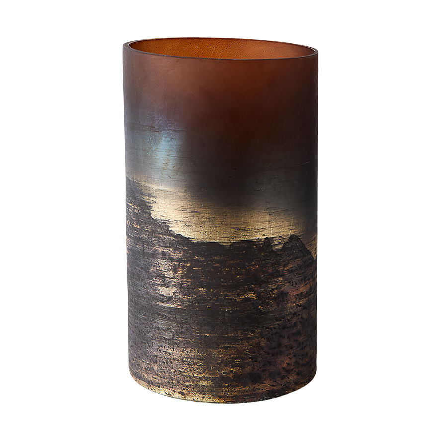 Lana vas Ø14x25 cm, Brown-gold