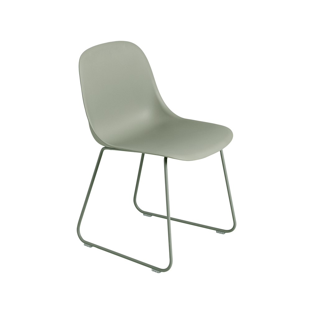 Fiber karmstol sled base, dusty green, gröna medar
