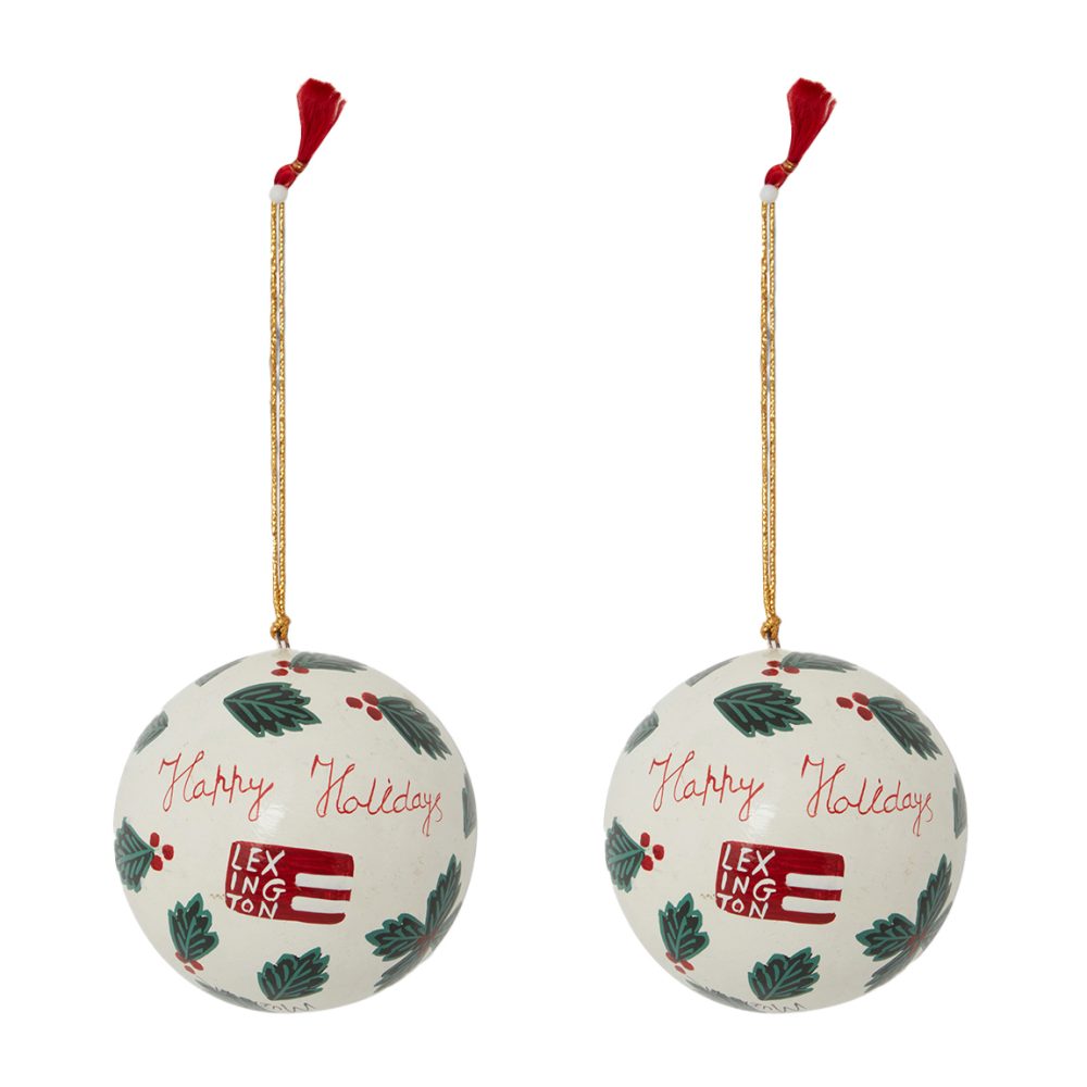 Lexington Papier Maché julgranskula 2-pack, White-green